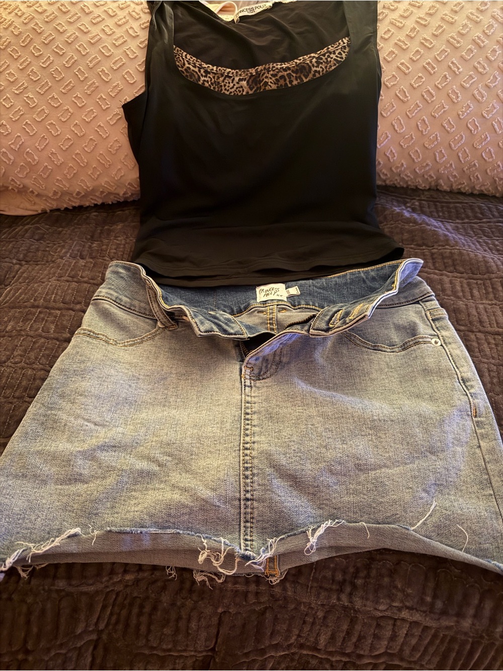 Princess Polly Light Blue Denim Mini Skirt with Frayed Hem